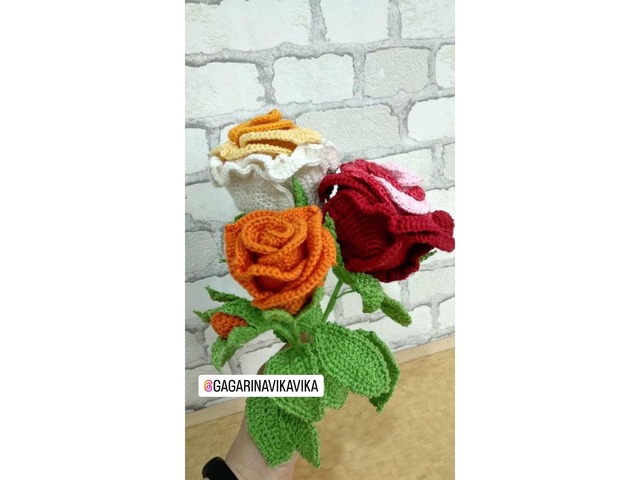 Майстер-клас  «Троянда», схема вʼязання, опис вʼязання гачком, вʼязані квіти