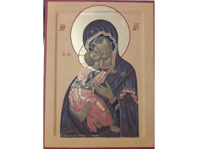 Рукописная икона " Богородица Владимирская"