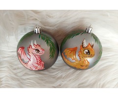 Новорічні кульки, символ року Дракон, новорічні іграшки, прикраси на ялинку