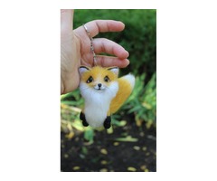 Золота лисичка брелок іграшка валяна інтерєрна лиса суверін подарунок лисиця хендмєйд лис