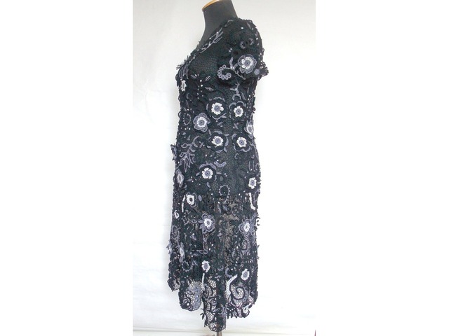Платье ′′Черный агат′′ в технике ирландского кружева. Вязание на заказ.