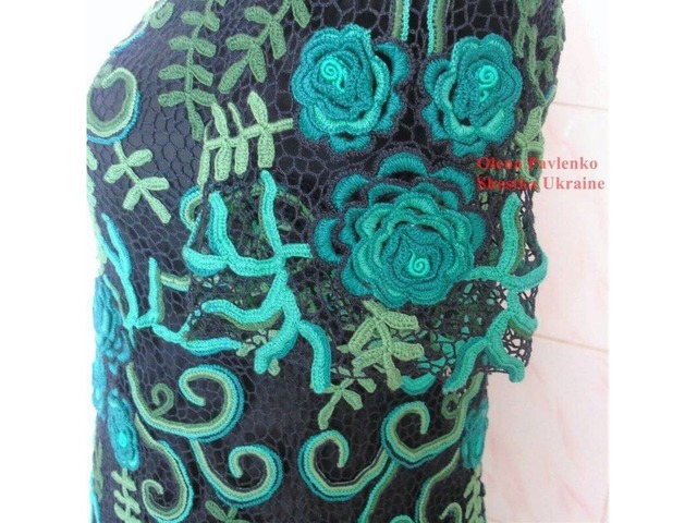 Платье ′Малахитовый цветок′ в технике ирландского кружева. Вязание на заказ
