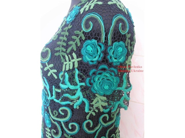 Платье ′Малахитовый цветок′ в технике ирландского кружева. Вязание на заказ