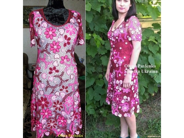 Платье летнее ′Цветочный коктейль′ ирландское кружево. Вязание на заказ.