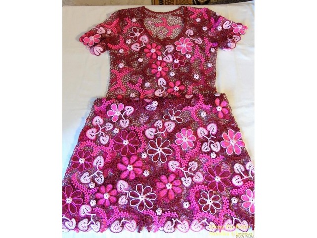 Платье летнее ′Цветочный коктейль′ ирландское кружево. Вязание на заказ.
