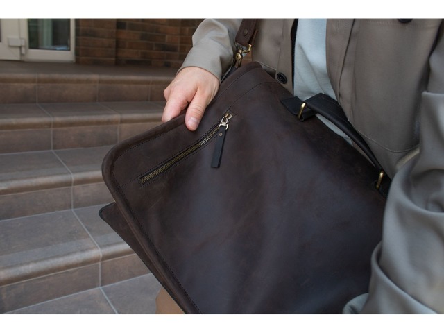 Діловий шкіряний портфель для ноутбука та документів, Чоловіча сумка месенджер шкіра натуральна
