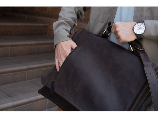 Діловий шкіряний портфель для ноутбука та документів, Чоловіча сумка месенджер шкіра натуральна