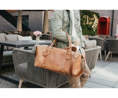 Вінтажна дорожня сумка з натуральної шкіри, Спортивна шкіряна сумка коричневого кольору
