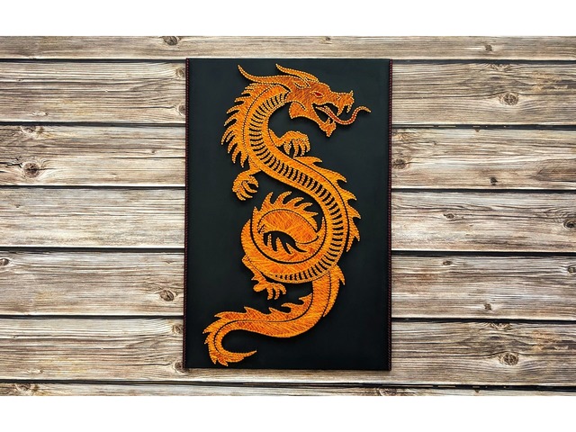 Картина вогняний дракон, китайський декор на стіну, золотий дракон арт