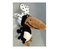 Ворона чорна пташка велика іграшка вязана крючком мяка ручна робота