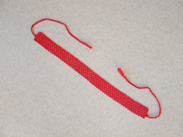 червона силянка чокер на зав’язках прикраси ручна робота стрічковий гердан