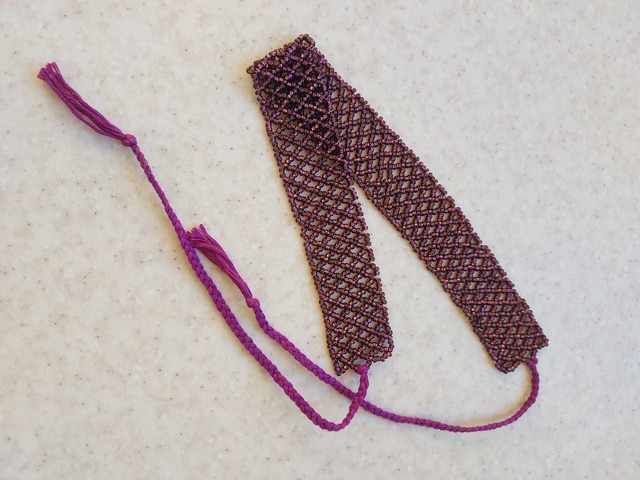 фіолетова силянка прикраси ручна робота аксесуари намисто стрічковий гердан