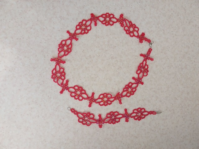 червоний комплект прикрас намисто браслет з квітами аксесуари на літо