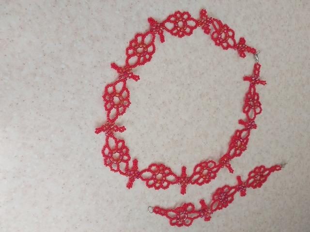 червоний комплект прикрас намисто браслет з квітами аксесуари на літо