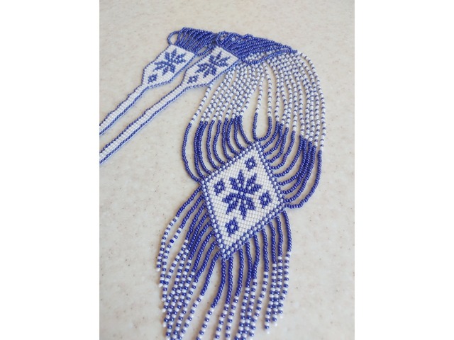 синій гердан прикраси ручна робота аксесуари намисто в українському стилі