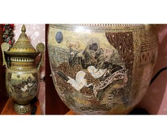 Две напольные вазы по цене одной. Античный стиль,ручная роспись.Греция.