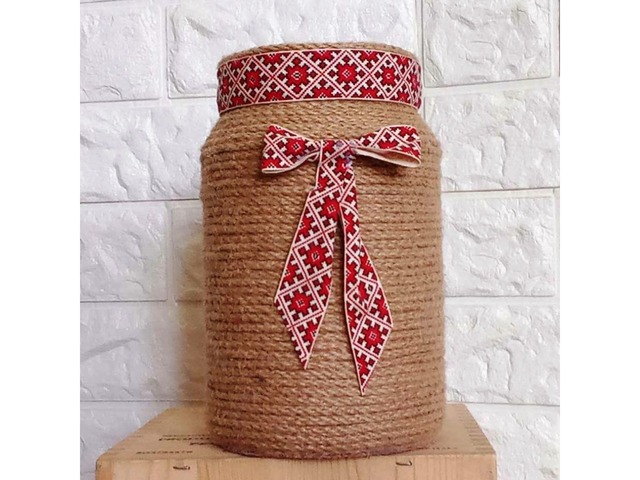 Велика декоративна ваза-банка в українському стилі, ручна робота