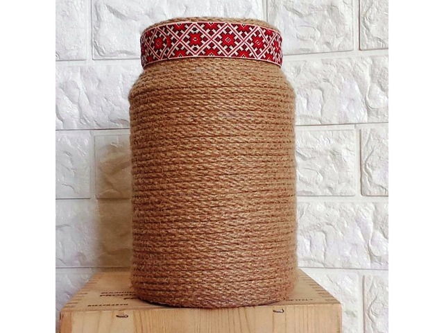 Велика декоративна ваза-банка в українському стилі, ручна робота