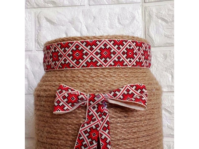 Велика декоративна ваза-банка в українському стилі, ручна робота