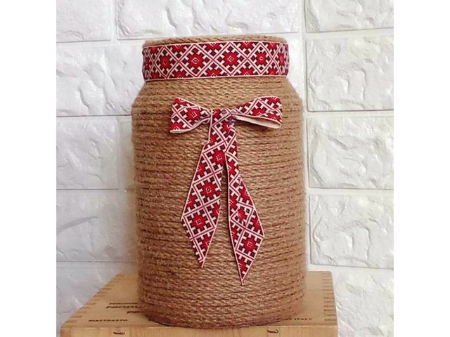 Велика декоративна ваза-банка в українському стилі, ручна робота