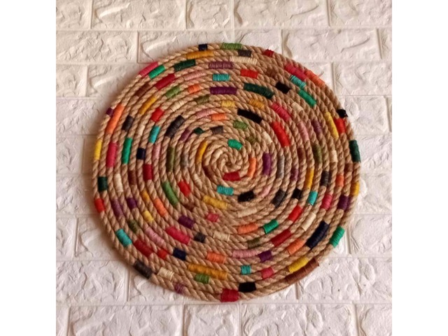 Стильний круглий настінний декор ручної роботи з джуту, ф50см