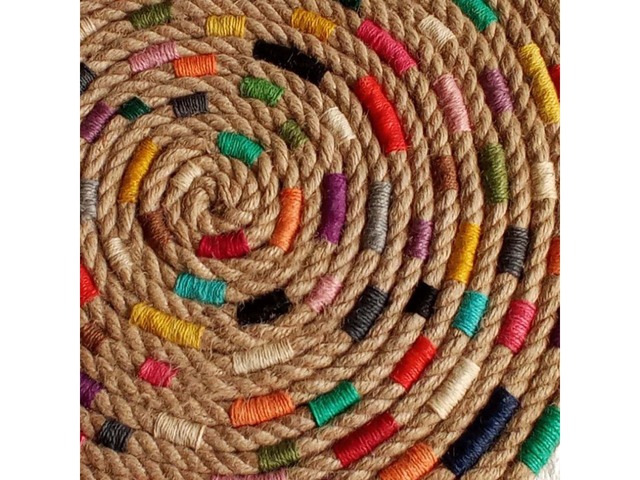 Стильний круглий настінний декор ручної роботи з джуту, ф50см