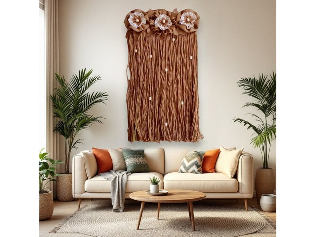 Декор для будинку: настінний декор типу макраме з джуту і мішковини.