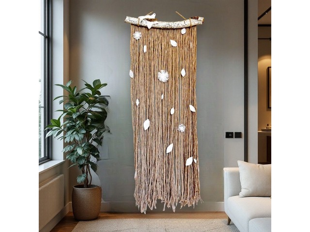 Панно на стіну "Берізка" з джуту та мішковини в стилі рустик, кантрі, еко