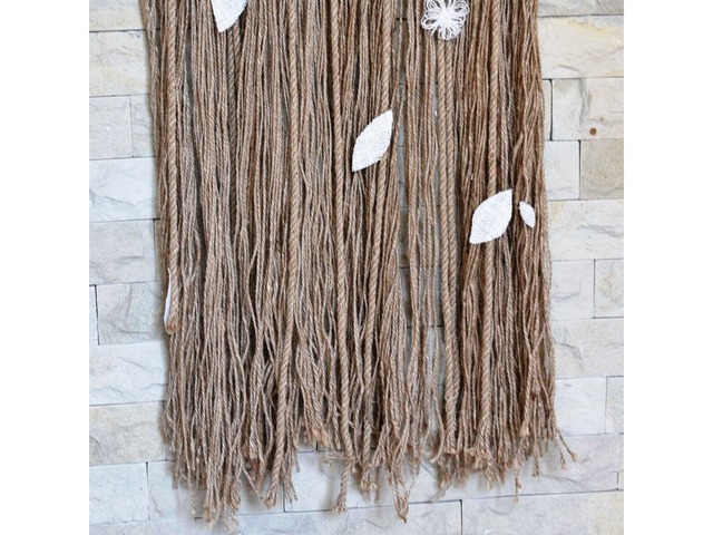 Панно на стіну "Берізка" з джуту та мішковини в стилі рустик, кантрі, еко