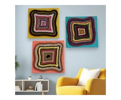 Триптих у техніці фібер арт. 3 картини для декору інтер'єру в стилі лофт, рустик