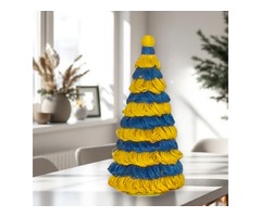 Декоративна різдвяна ялинка з джуту в патріотичному стилі, 35 см