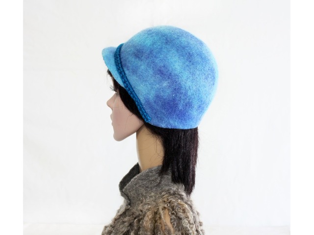 Шляпка - кепка ′ Blue′ - авторский войлок