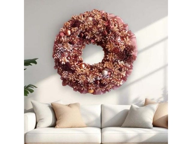 Різдвяні вінки з шишок коричнево-золотистий ручної роботи