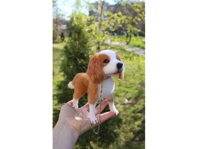 Кавалергкингчарльзспаниэль собачка іграшка валяна інтерєрна сувенір подарунок