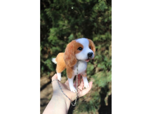 Кавалергкингчарльзспаниэль собачка іграшка валяна інтерєрна сувенір подарунок