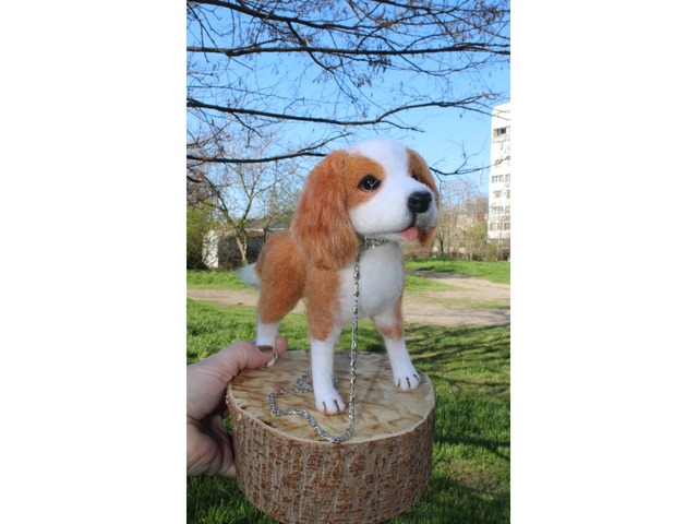 Кавалергкингчарльзспаниэль собачка іграшка валяна інтерєрна сувенір подарунок