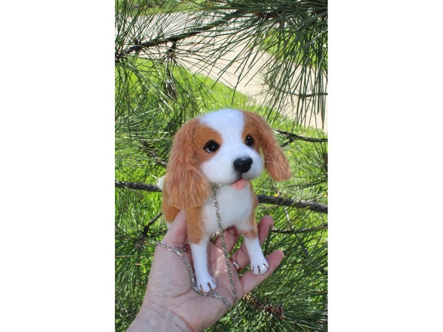 Кавалергкингчарльзспаниэль собачка іграшка валяна інтерєрна сувенір подарунок