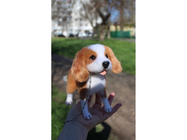 Кавалергкингчарльзспаниэль собачка іграшка валяна інтерєрна сувенір подарунок