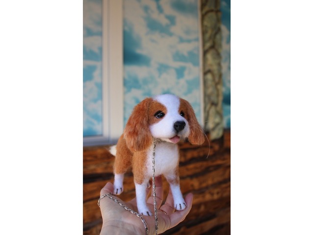 Кавалергкингчарльзспаниэль собачка іграшка валяна інтерєрна сувенір подарунок