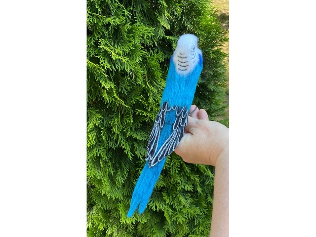 Папуга хвилястий іграшка валяна з шерсті інтерєрна пташка попугай волнистий сувенір подарунок