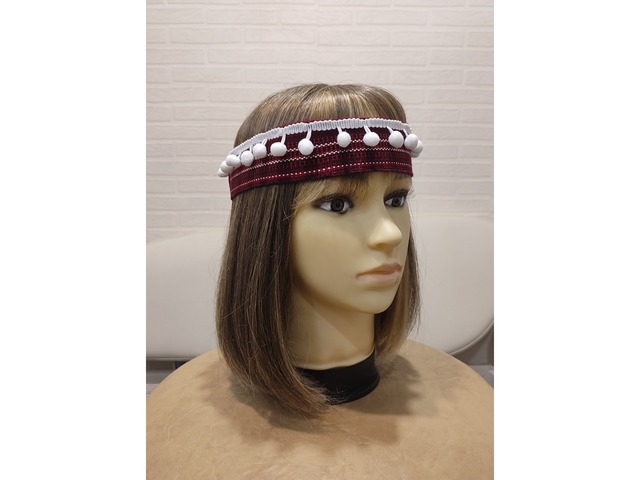 Ободок в українському стилі, чільце з помпонами, гуцульське чільце