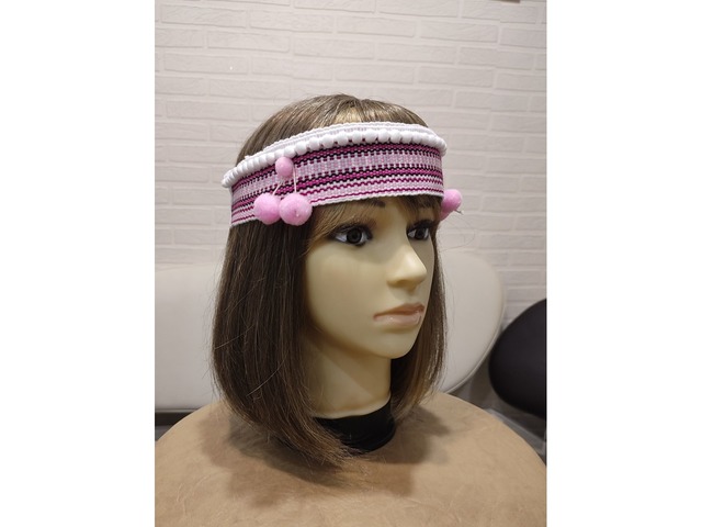 Ободок в українському стилі, чільце з помпонами, гуцульське чільце