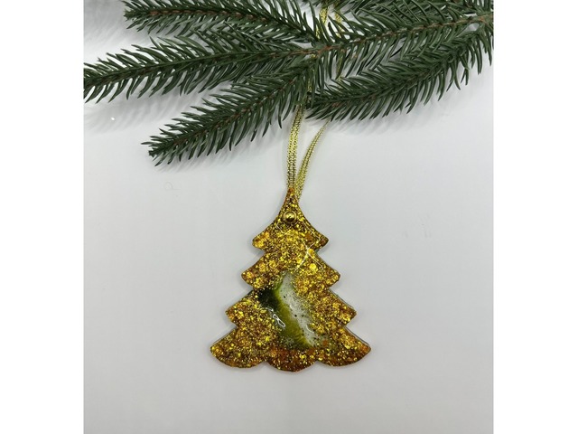 Набір новорічних прикрас на ялинку з епоксидної смоли. Ялинкові іграшки.