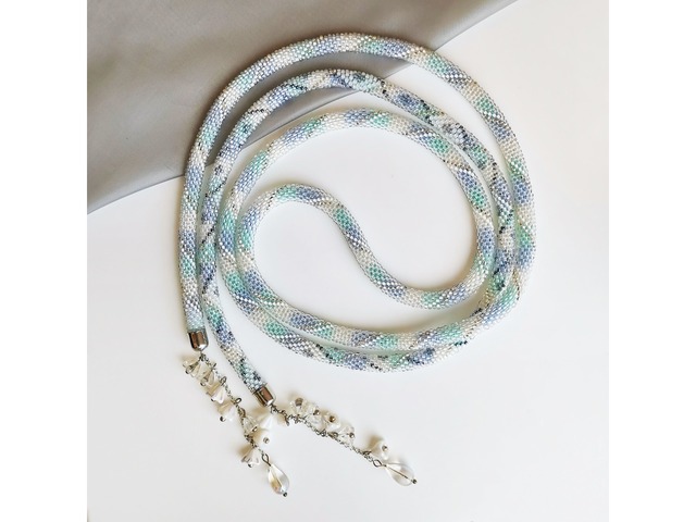 Прикраса із бісеру джгут-ларіат "Перламутровий"