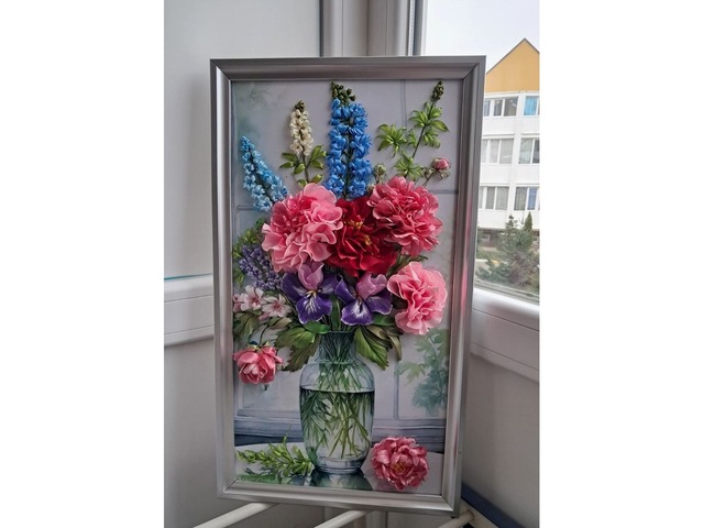 Картина стрічками "Букет для коханої"