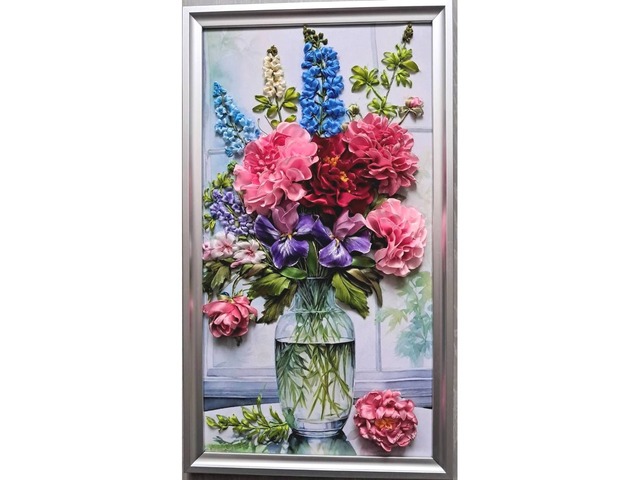 Картина стрічками "Букет для коханої"