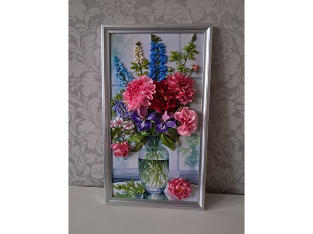 Картина стрічками "Букет для коханої"