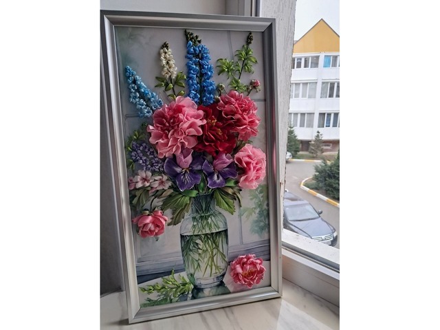 Картина стрічками "Букет для коханої"