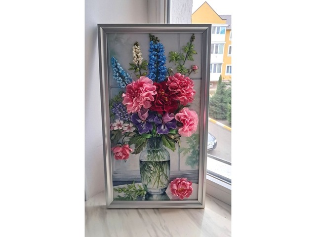 Картина стрічками "Букет для коханої"