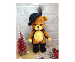 Кіт у чоботях, герой мультфільму, плюшева іграшка, ручна робота